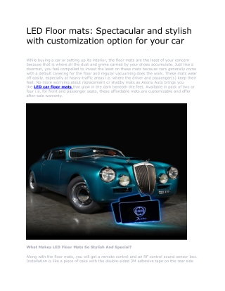 LED Floor mats: Spectacular and stylish with customization option for your car