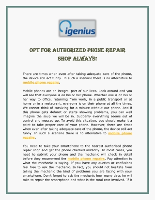 Opt For Authorized Phone Repair Shop Always!