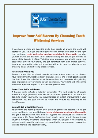 Improve Your Self-Esteem By Choosing Teeth Whitening Services