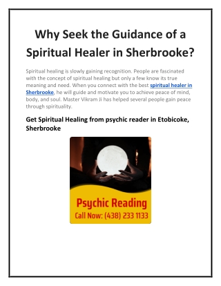 Why Seek the Guidance of a Spiritual Healer in Sherbrooke?