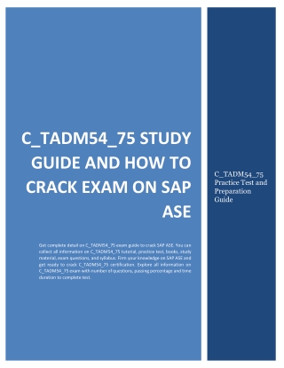 C_TADM54_75 Study Guide and How to Crack Exam on SAP ASE