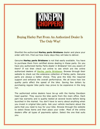 Buying Harley Part From An Authorized Dealer Is The Only Way!