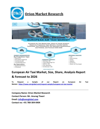 European Air Taxi Market Trends, Size, Competitive Analysis and Forecast 2020-2026