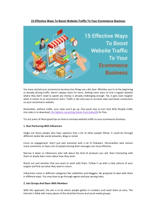 15 Effective Ways To Boost Website Traffic To Your Ecommerce Business