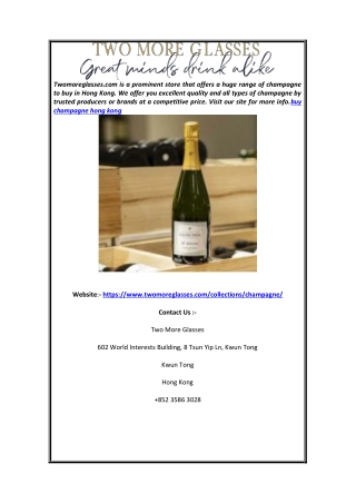 Buy Champagne Hong Kong | Twomoreglasses.com