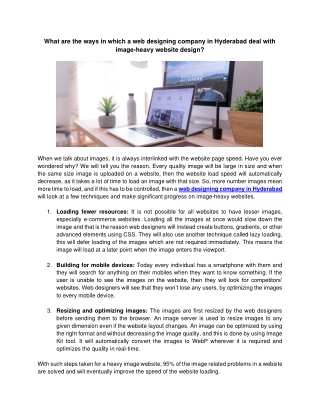 What are the ways in which a web designing company in Hyderabad deal with image-heavy website design?
