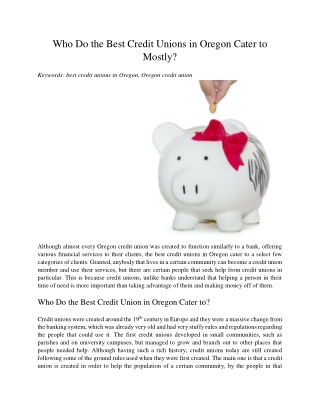 Who Do the Best Credit Unions in Oregon Cater to Mostly?