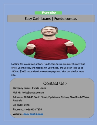 Easy Cash Loans | Fundo.com.au