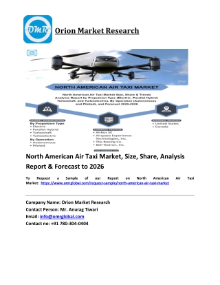North American Air Taxi Market Trends, Size, Competitive Analysis and Forecast 2020-2026