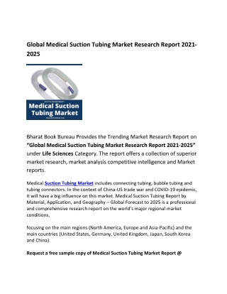 Global Medical Suction Tubing Market Forecast 2021-2025