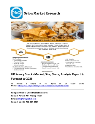UK Savory Snacks Market Trends, Size, Competitive Analysis and Forecast 2020-2026