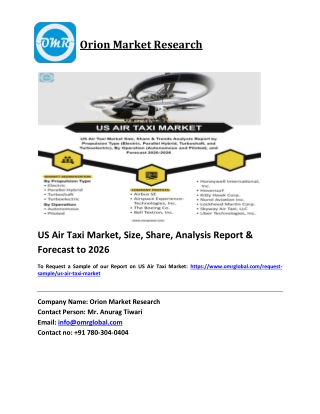 US Air Taxi Market Trends, Size, Competitive Analysis and Forecast 2020-2026