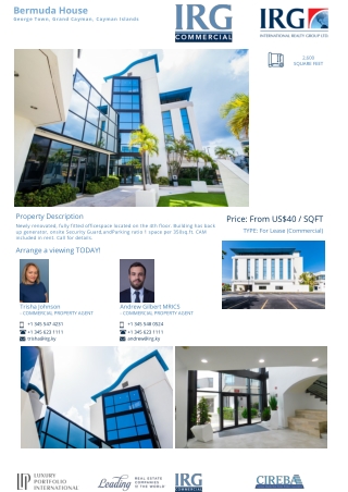 Lease Bermuda House - 2600 sq. ft. Property - IRG Cayman