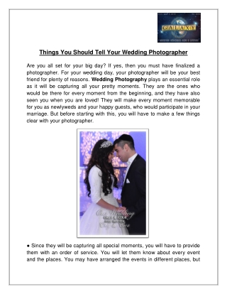 Things You Should Tell Your Wedding Photographer