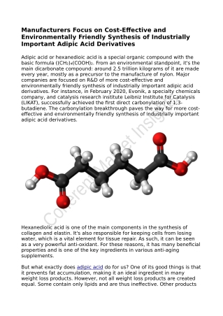 Manufacturers Focus on Cost-Effective and Environmentally Friendly Synthesis of Industrially Important Adipic Acid Deriv