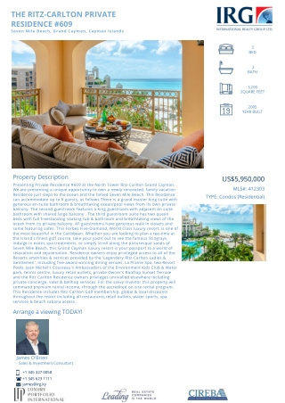 Buy the Ritz-Carlton Private Residence #609-412303 - IRG Cayman