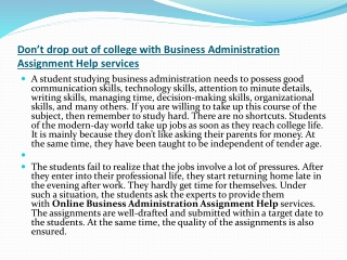 Don’t drop out of college with Business Administration Assignment Help services