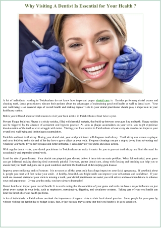 Why Visiting A Dentist Is Essential for Your Health ?