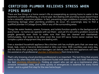 Certified Plumber Relieves Stress When Pipes Burst