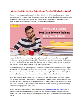 Where Can I Get the Best Data Science Training With Project Work