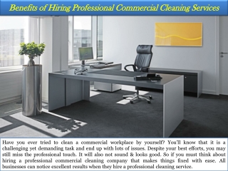 Benefits of Hiring Professional Commercial Cleaning Services