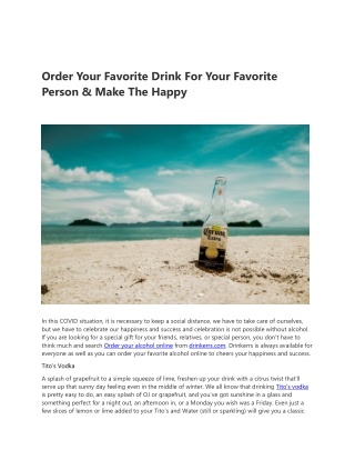 Order Your Favorite Drink For Your Favorite Person & Make The Happy