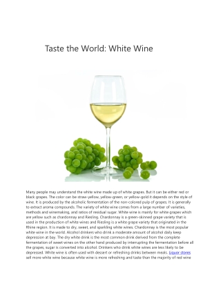 Taste the World: White Wine