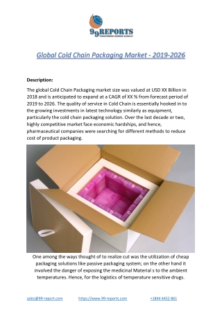 Global Cold Chain Packaging Market - 2019-2026