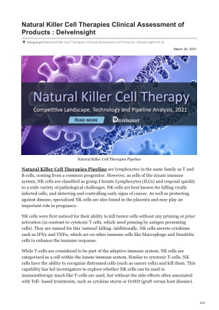 Natural Killer Cell Therapies Pipeline Report