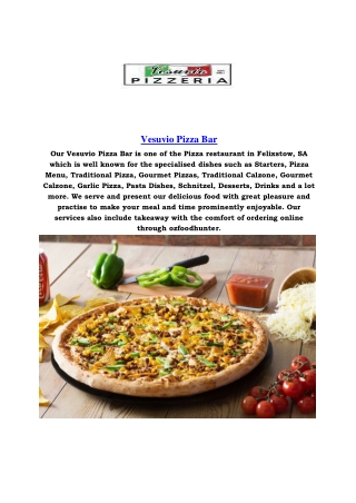 5% off - Vesuvio Pizza Menu Bar Restaurant Felixstow, SA
