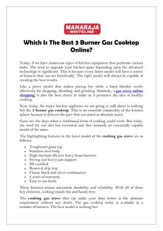 Which is the Best 3 Burner Gas Cooktop Online?