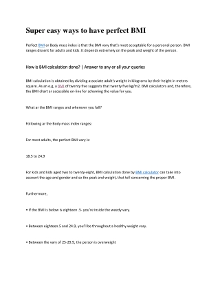 Super easy ways to have perfect BMI