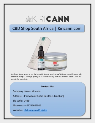 CBD Shop South Africa | Kiricann.com