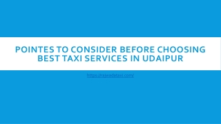 Pointes to consider before Choosing Best Taxi Services in Udaipur