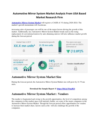 Automotive Mirror System Market Analysis From USA Based Market Research Firm