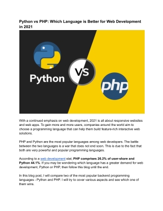 Python vs PHP: Which Language is Better for Web Development in 2021