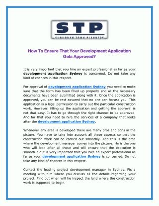 How To Ensure That Your Development Application Gets Approved?