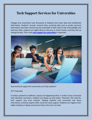 Tech Support Services for Universities