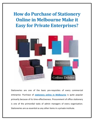 How do Purchase of Stationery Online in Melbourne Make it Easy for Private Enterprises?