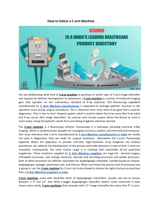How to Select a C arm Machine