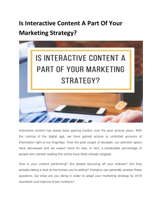 Is Interactive Content A Part Of Your Marketing Strategy?