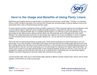 Here’re the Usage and Benefits of Using Panty Liners