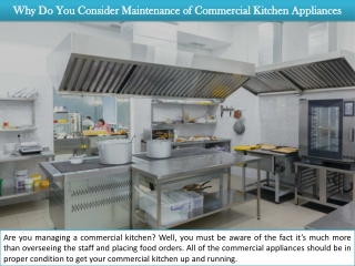 Why Do You Consider Maintenance of Commercial Kitchen Appliances?