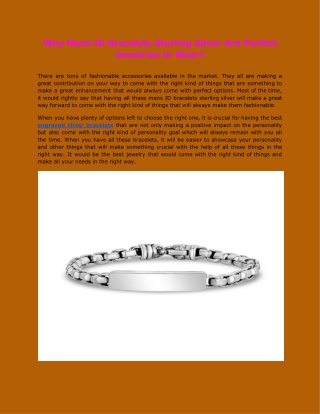 Why Mens ID Bracelets Sterling Silver Are Perfect Jewelries to Wear