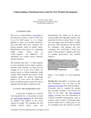 Understanding a nutritional facts label for new product development - Foodresearchlab