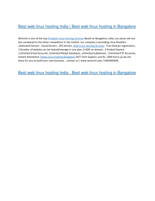 Best Web Linux Hosting Services | Web Hosting Services In Bangalore