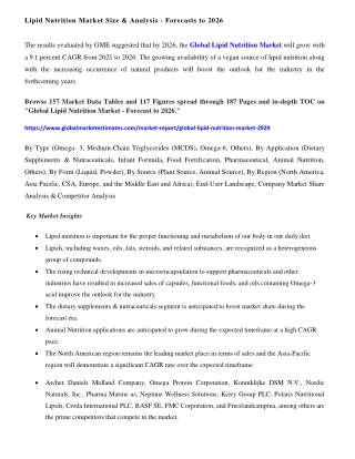 COVID-19 Impact on Global Lipid Nutrition Market