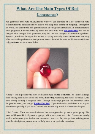 What Are The Main Types Of Red Gemstones?