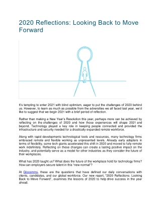 2020 Reflections Looking Back to Move Forward - Glocomms