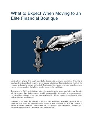 What to Expect When Moving to an Elite Financial - Selby Jennings